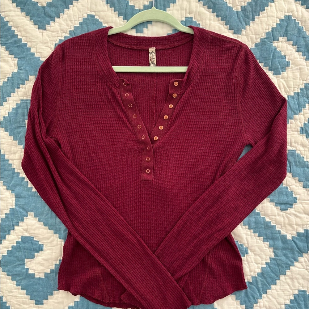 Women's Burgundy Long Sleeve Top